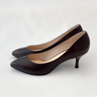[ご予約受付中] 60mmヒール　晴雨兼用ラウンドトウ パンプス ブラウンカーフ