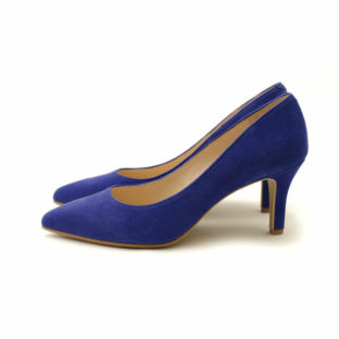 [ ご予約受付中 ] ブルースエード 75mmヒール  ラウンドトウ プレーンパンプス　