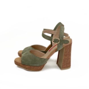 [小さいサイズXS限定 ] パナマ風プラットフォーム付きベロアサンダル