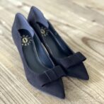 リボン付きパンプス　幅狭靴　足細さん　細幅靴　小さいサイズの靴　シンデレラサイズ　小足さん